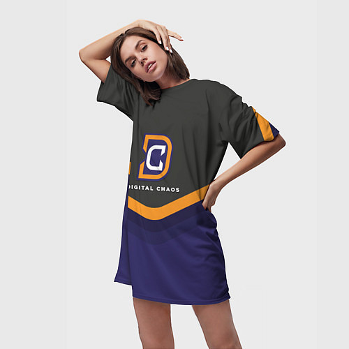 Женская длинная футболка Digital Chaos Uniform / 3D-принт – фото 3