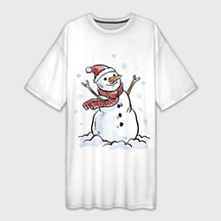 Женская длинная футболка Снеговик