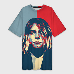 Футболка женская длинная Kurt Cobain, цвет: 3D-принт