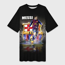Футболка женская длинная Messi FCB, цвет: 3D-принт