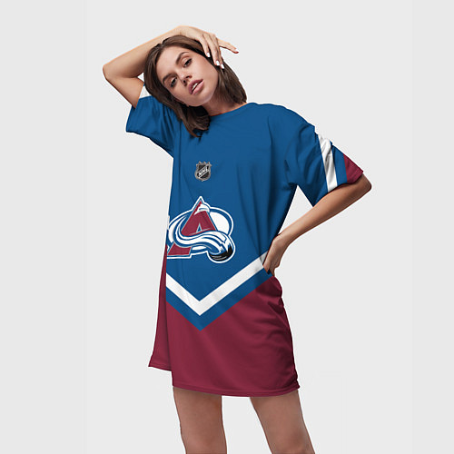 Женская длинная футболка NHL: Colorado Avalanche / 3D-принт – фото 3