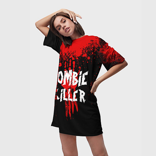 Женская длинная футболка Zombie Killer / 3D-принт – фото 3
