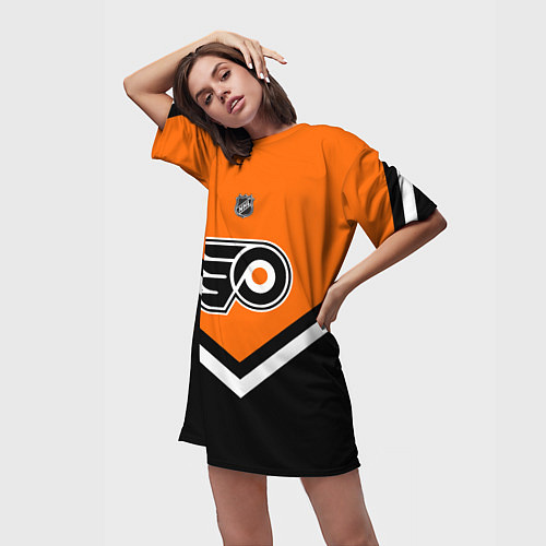 Женская длинная футболка NHL: Philadelphia Flyers / 3D-принт – фото 3