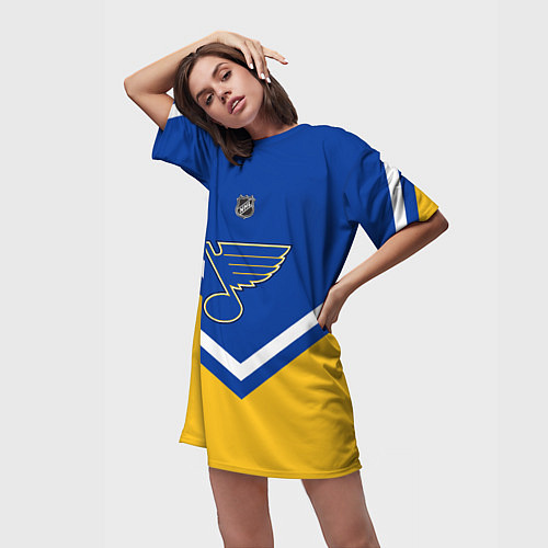 Женская длинная футболка NHL: St. Louis Blues / 3D-принт – фото 3