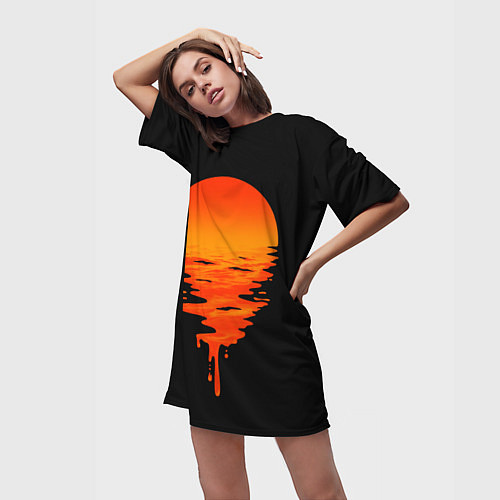 Женская длинная футболка Отражение Солнца / 3D-принт – фото 3