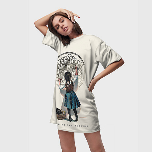 Женская длинная футболка Bring Me The Horizon / 3D-принт – фото 3