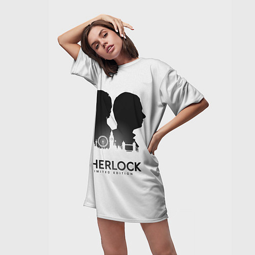 Женская длинная футболка Sherlock Edition / 3D-принт – фото 3
