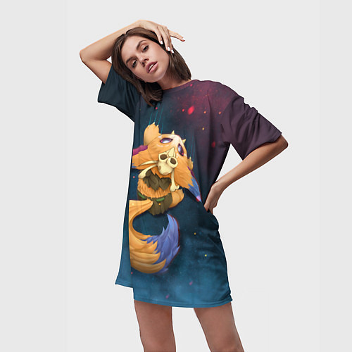 Женская длинная футболка Лис / 3D-принт – фото 3