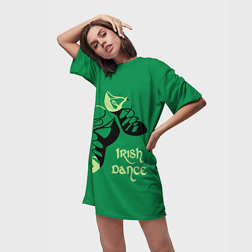Женская длинная футболка Ireland, Irish dance / 3D-принт – фото 3