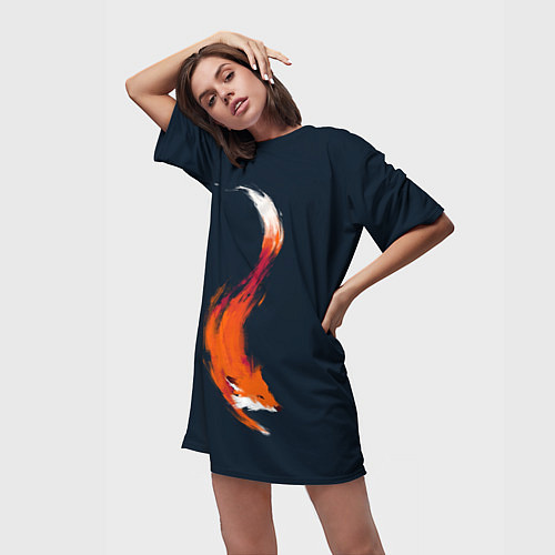 Женская длинная футболка Хитрая лисичка / 3D-принт – фото 3