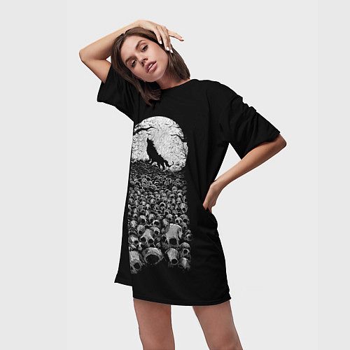 Женская длинная футболка Лунный охотник / 3D-принт – фото 3