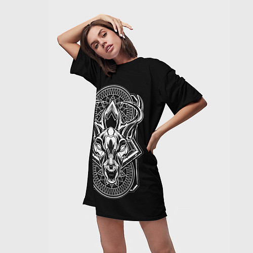 Женская длинная футболка Dark Deer / 3D-принт – фото 3