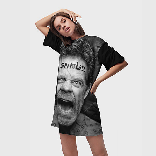 Женская длинная футболка Shameless Face / 3D-принт – фото 3