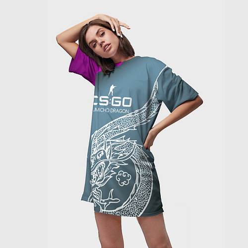 Женская длинная футболка CS:GO Kumicho Dragon Style / 3D-принт – фото 3