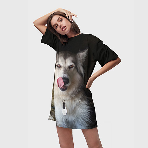 Женская длинная футболка Бородулинская сторожевая / 3D-принт – фото 3