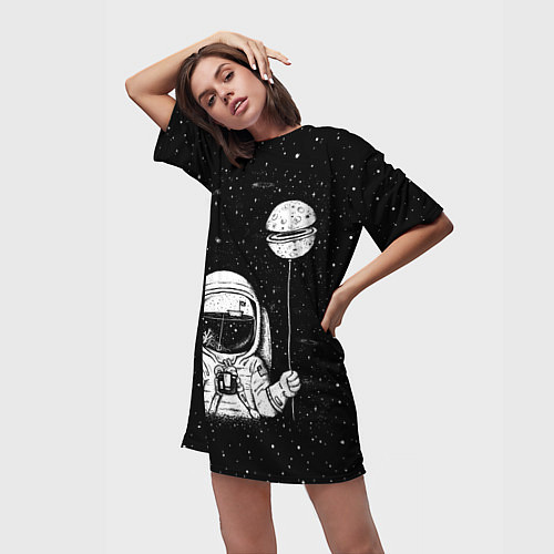 Женская длинная футболка Астронавт с шариком / 3D-принт – фото 3