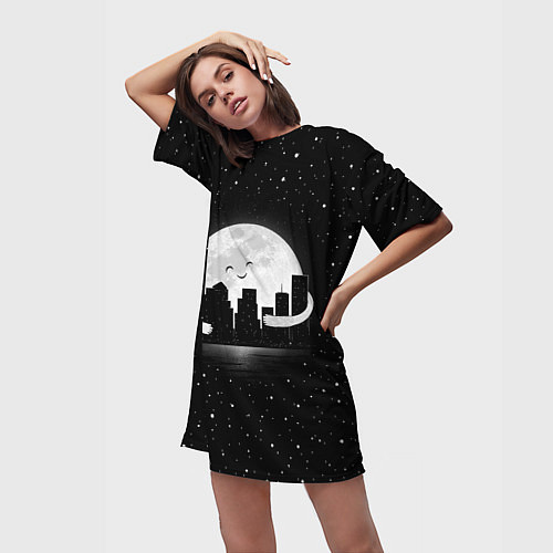 Женская длинная футболка Лунные объятия / 3D-принт – фото 3