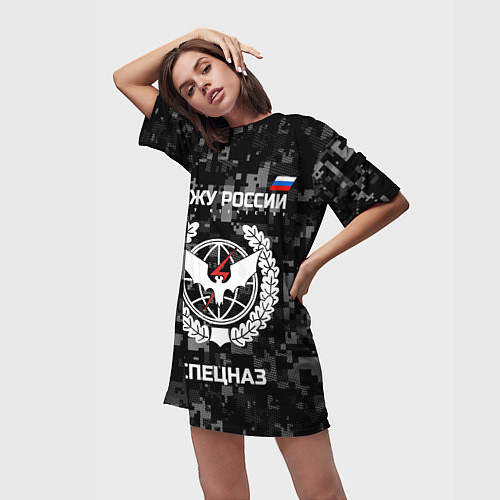 Женская длинная футболка Спецназ: Служу России / 3D-принт – фото 3