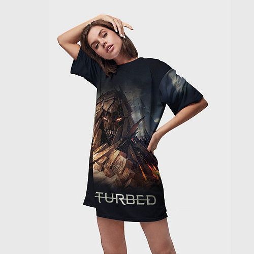Женская длинная футболка Disturbed: Skull Mountain / 3D-принт – фото 3