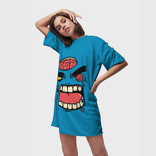 Женская длинная футболка Angry Zombie / 3D-принт – фото 3