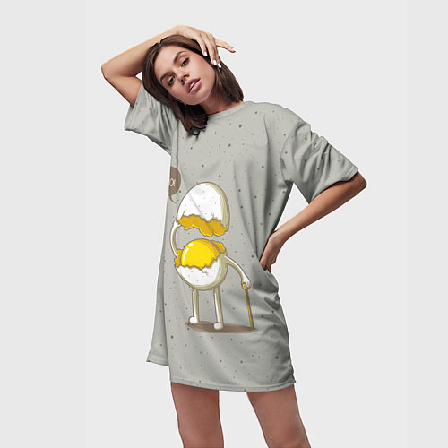 Женская длинная футболка Яйцо приветствует / 3D-принт – фото 3