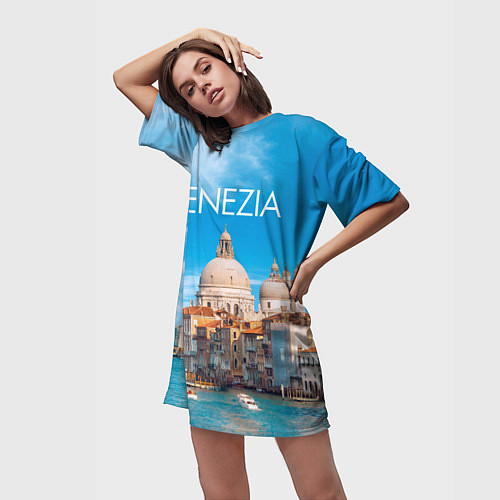 Женская длинная футболка Венеция - архитектура / 3D-принт – фото 3
