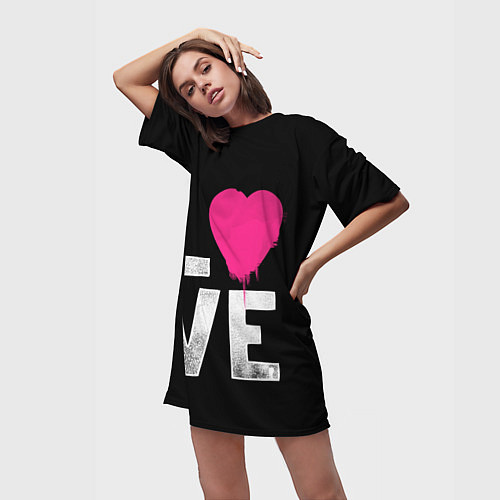 Женская длинная футболка Love Heart / 3D-принт – фото 3