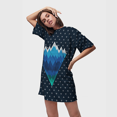 Женская длинная футболка Геометрические горы / 3D-принт – фото 3