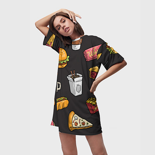 Женская длинная футболка Food / 3D-принт – фото 3