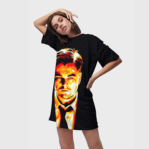 Женская длинная футболка Леонардо Ди Каприо / 3D-принт – фото 3