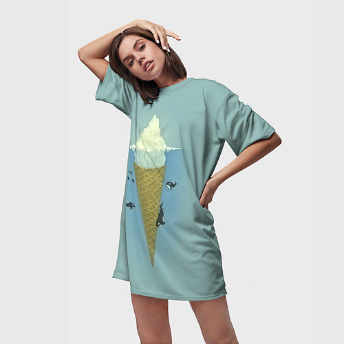Женская длинная футболка Мороженко / 3D-принт – фото 3