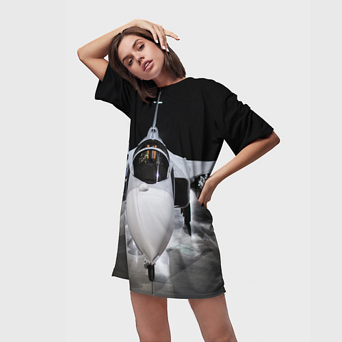 Женская длинная футболка Истребитель / 3D-принт – фото 3