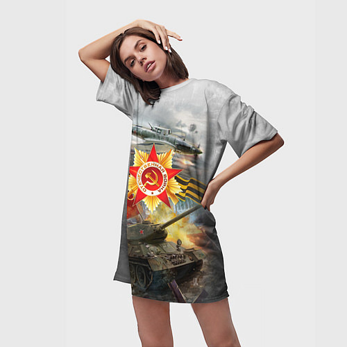 Женская длинная футболка Отечественная война / 3D-принт – фото 3