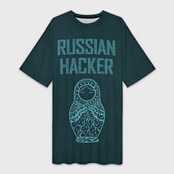 Футболка женская длинная Русский хакер, цвет: 3D-принт