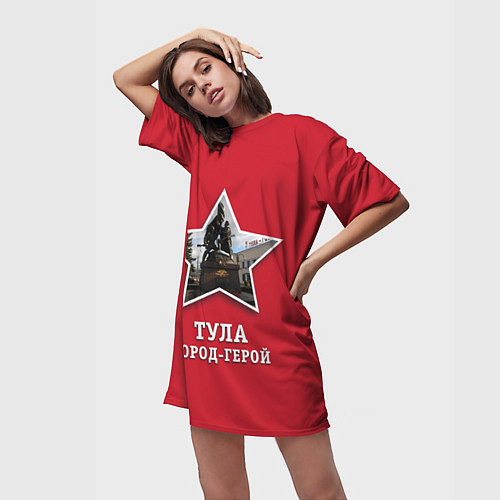 Женская длинная футболка Тула город-герой / 3D-принт – фото 3