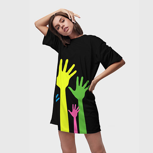Женская длинная футболка Руки вверх! / 3D-принт – фото 3