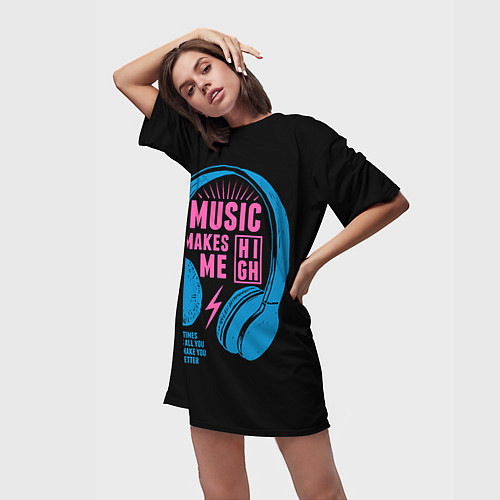 Женская длинная футболка Музыка делает меня лучше / 3D-принт – фото 3