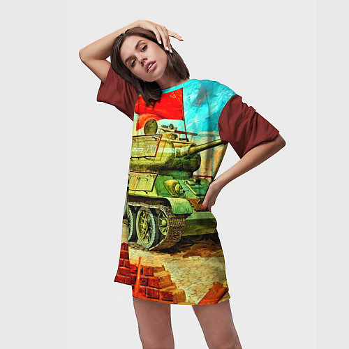 Женская длинная футболка Танк / 3D-принт – фото 3