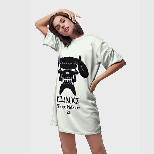 Женская длинная футболка Clinkz: Bone Fletcher / 3D-принт – фото 3