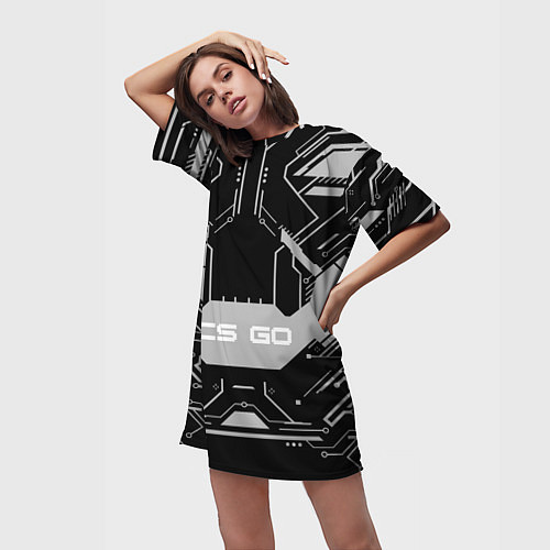 Женская длинная футболка CS:GO Black collection / 3D-принт – фото 3