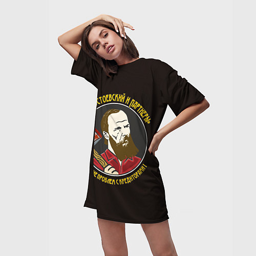 Женская длинная футболка Достоевский и партнеры / 3D-принт – фото 3