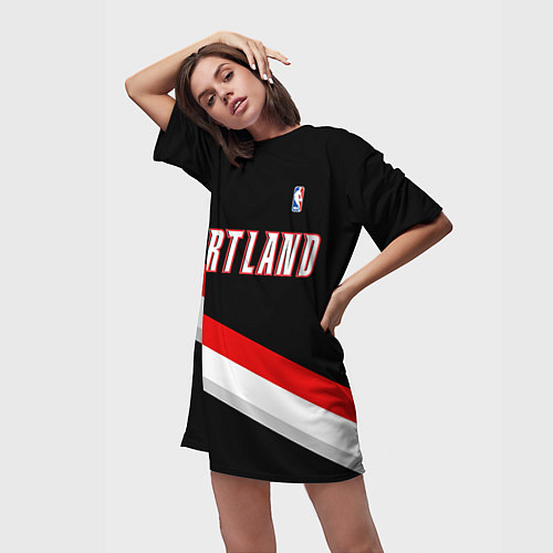 Женская длинная футболка Portland Trail Blazers / 3D-принт – фото 3