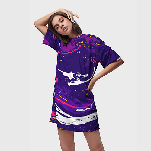 Женская длинная футболка Фиолетовый акрил / 3D-принт – фото 3