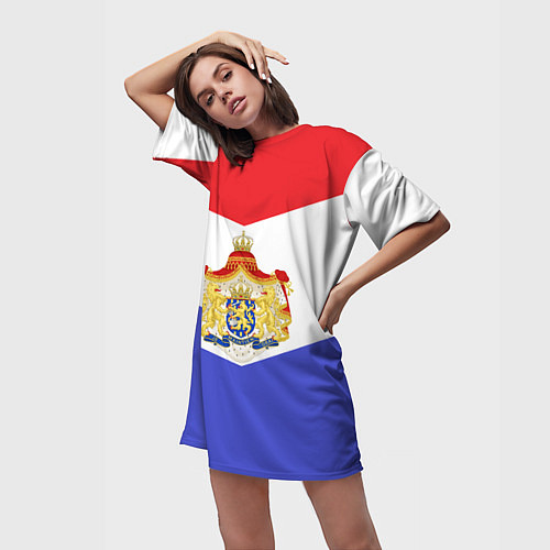 Женская длинная футболка Флаг и герб Голландии / 3D-принт – фото 3
