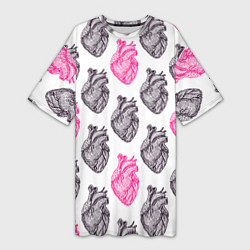 Женская длинная футболка Сердца 1