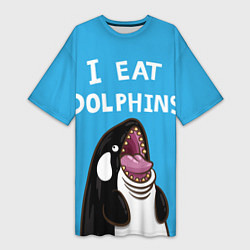 Футболка женская длинная I eat dolphins, цвет: 3D-принт