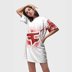 Футболка женская длинная FaZe Clan: White collection, цвет: 3D-принт — фото 2