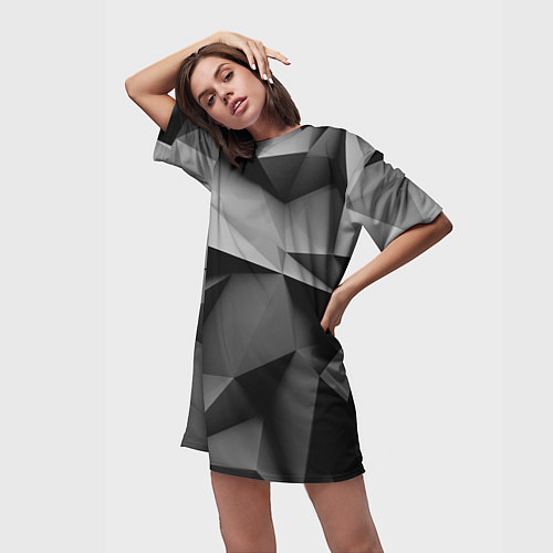 Женская длинная футболка Gray abstraction / 3D-принт – фото 3