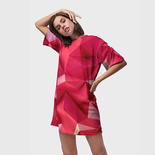 Женская длинная футболка Розовые грани / 3D-принт – фото 3