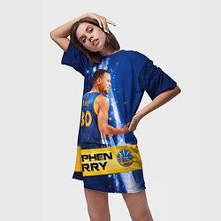 Футболка женская длинная Golden State Warriors 8, цвет: 3D-принт — фото 2